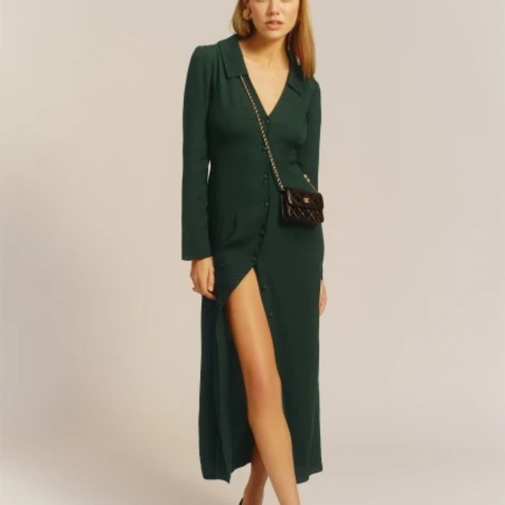 Reformation Kaleb Dress in Forest